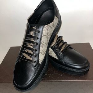 GUCCI Leather Black SUPREME GG Sneakers